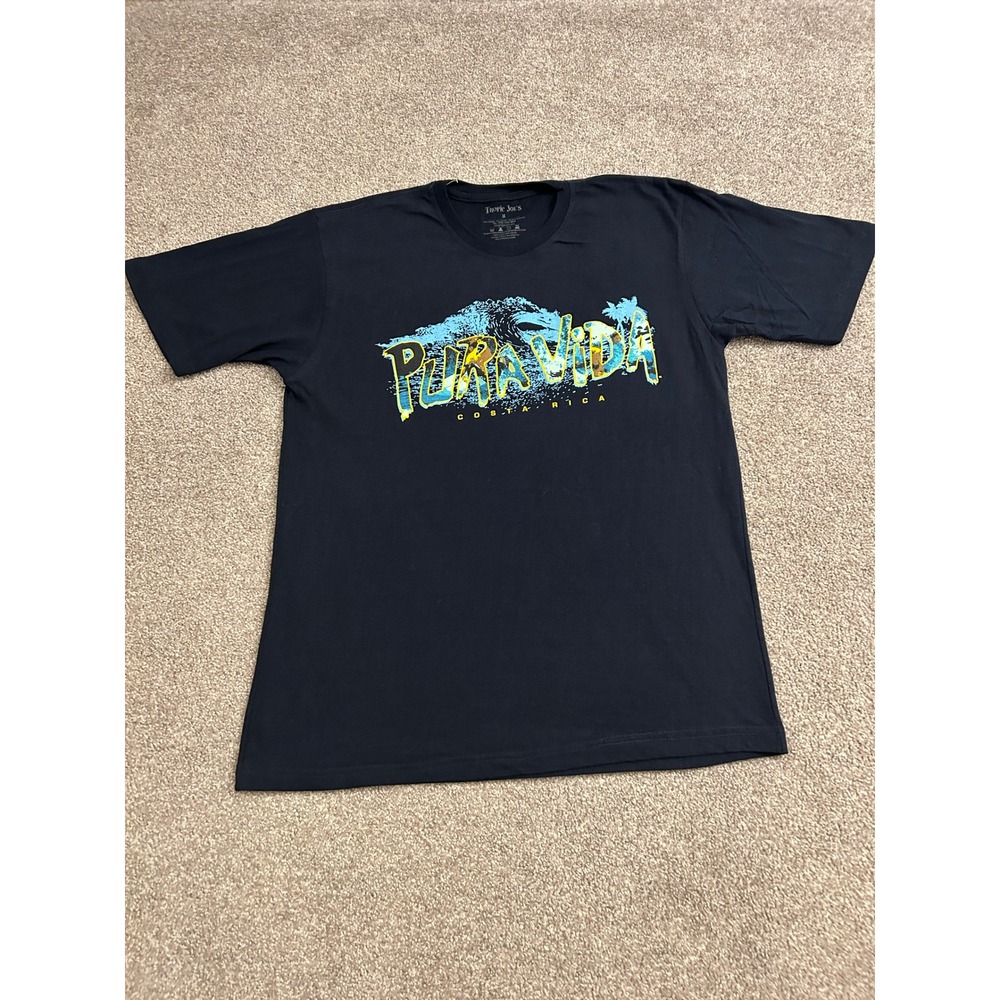 Tropic Joe's Pura Vida Costa Rica T-Shirt Mens M Navy Blue Excellent Graphic Tee